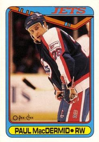 #338 Paul MacDermid - Winnipeg Jets - 1990-91 O-Pee-Chee Hockey