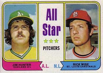 #339 All-Star Pitchers Jim Hunter / Rick Wise - Oakland Athletics / St. Louis Cardinals - 1974 Topps Baseball
