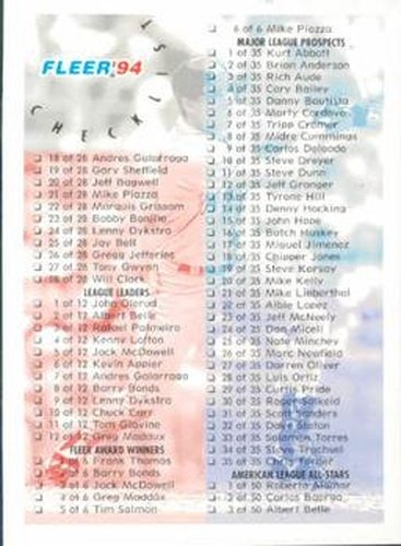 #720 Checklist - 1994 Fleer Baseball