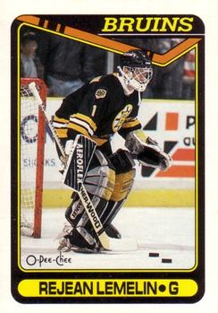 #343 Rejean Lemelin - Boston Bruins - 1990-91 O-Pee-Chee Hockey
