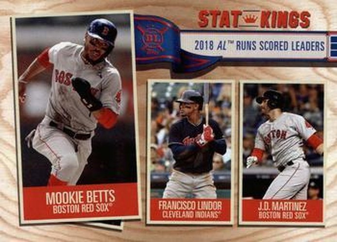 #347 Mookie Betts / Francisco Lindor / J.D. Martinez - Boston Red Sox / Cleveland Indians - 2019 Topps Big League Baseball