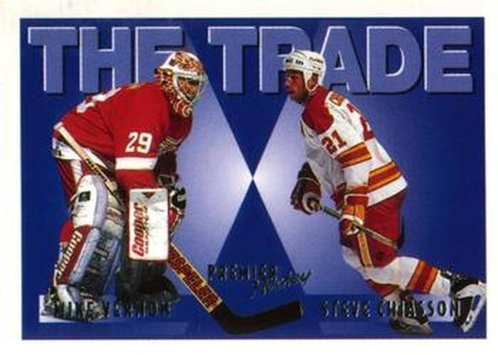#348 Mike Vernon / Steve Chiasson - Detroit Red Wings / Calgary Flames - 1994-95 O-Pee-Chee Premier Hockey