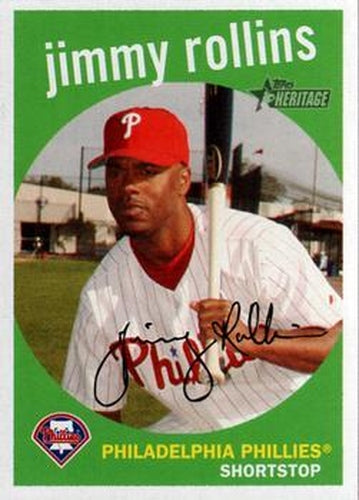#350 Jimmy Rollins - Philadelphia Phillies - 2008 Topps Heritage Baseball