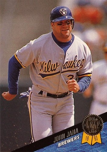 #350 John Jaha - Milwaukee Brewers - 1993 Leaf Baseball