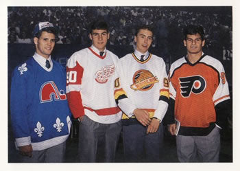 #351 Top Ten Draft Picks Checklist Owen Nolan / Keith Primeau / Petr Nedved / Mike Ricci - Quebec Nordiques / Detroit Red Wings / Vancouver Canucks / Philadelphia Flyers - 1990-91 Upper Deck Hockey