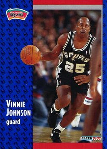 #355 Vinnie Johnson - San Antonio Spurs - 1991-92 Fleer Basketball