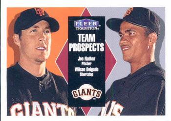 #364 Joe Nathan / Wilson Delgado - San Francisco Giants - 2000 Fleer Tradition Baseball