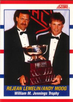 #365 Rejean Lemelin / Andy Moog - Boston Bruins - 1990-91 Score Canadian Hockey