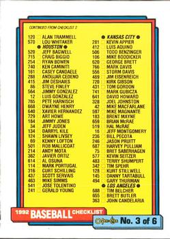 #366 Checklist 3 of 6 - 1992 O-Pee-Chee Baseball