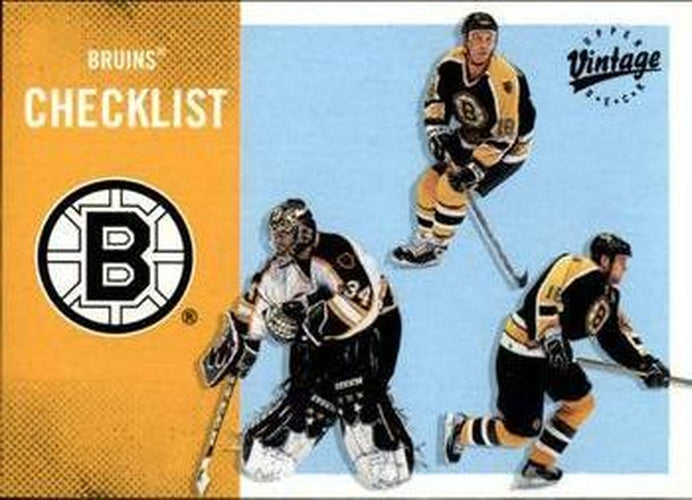 #36 Bruins Checklist - Boston Bruins - 2000-01 Upper Deck Vintage Hockey