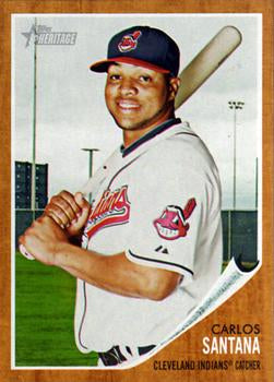 #377 Carlos Santana - Cleveland Indians - 2011 Topps Heritage Baseball