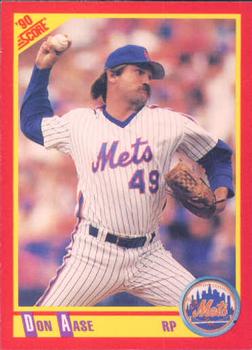 #377 Don Aase - New York Mets - 1990 Score Baseball