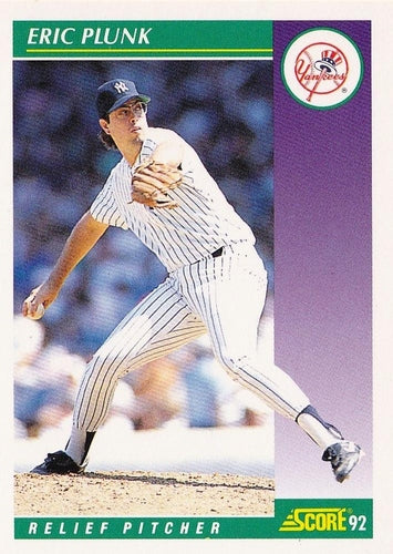 #379 Eric Plunk - New York Yankees - 1992 Score Baseball