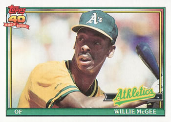 #380 Willie McGee - Oakland Athletics - 1991 Topps Baseball