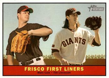 #383 Frisco First Liners Matt Cain / Tim Lincecum - San Francisco Giants - 2010 Topps Heritage Baseball