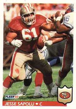 #384 Jesse Sapolu - San Francisco 49ers - 1992 Fleer Football