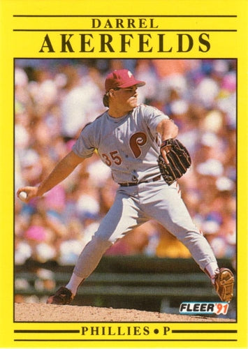 #386 Darrel Akerfelds - Philadelphia Phillies - 1991 Fleer Baseball