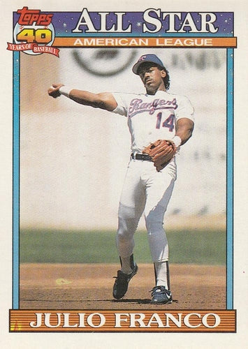 #387 Julio Franco - Texas Rangers - 1991 O-Pee-Chee Baseball