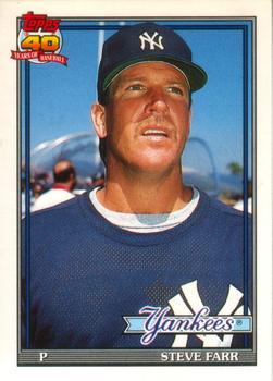 #38T Steve Farr - New York Yankees - 1991 Topps Traded Baseball