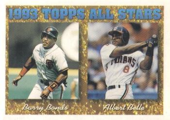 #390 Barry Bonds / Albert Belle - San Francisco Giants / Cleveland Indians - 1994 Topps Baseball