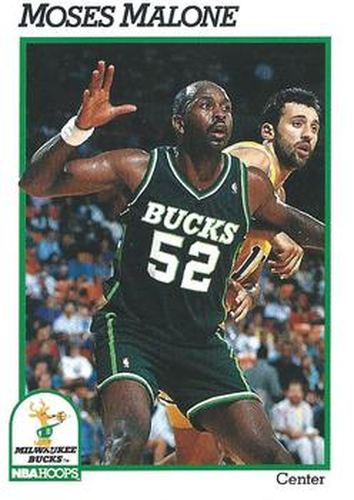 #394 Moses Malone - Milwaukee Bucks - 1991-92 Hoops Basketball