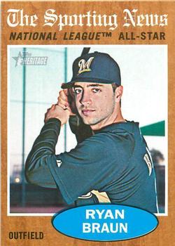 #394 Ryan Braun - Milwaukee Brewers - 2011 Topps Heritage Baseball