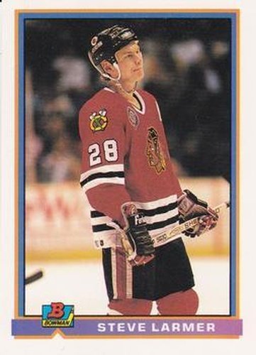 #395 Steve Larmer - Chicago Blackhawks - 1991-92 Bowman Hockey