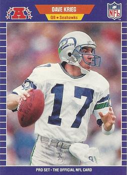 #395 Dave Krieg - Seattle Seahawks - 1989 Pro Set Football