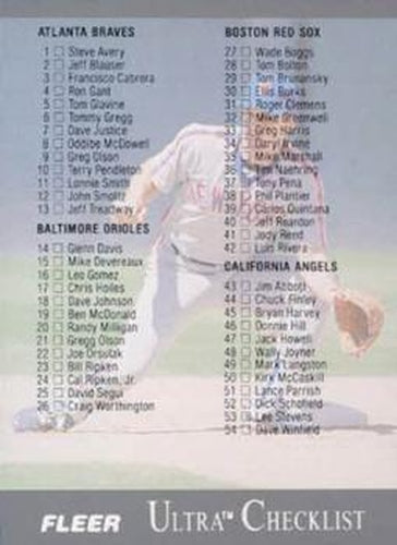 #397 Checklist: 1-103 - 1991 Ultra Baseball