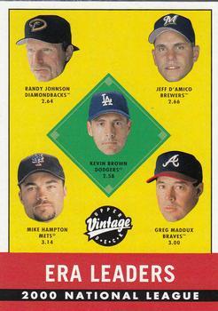 #398 Kevin Brown / Randy Johnson / Greg Maddux / Jeff D'Amico / Mike Hampton - Los Angeles Dodgers / Arizona Diamondbacks / Milwaukee Brewers / New York Mets / Atlanta Braves - 2001 Upper Deck Vintage Baseball