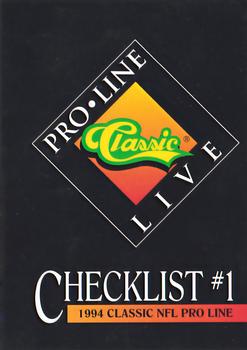 #398 Checklist 1 - 1994 Pro Line Live Football