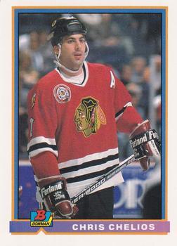 #398 Chris Chelios - Chicago Blackhawks - 1991-92 Bowman Hockey