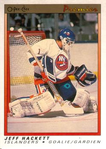 #39 Jeff Hackett - New York Islanders - 1990-91 O-Pee-Chee Premier Hockey