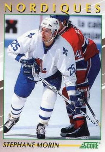 #39 Stephane Morin - Quebec Nordiques - 1991-92 Score Young Superstars Hockey