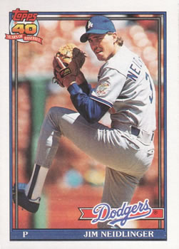 #39 Jim Neidlinger - Los Angeles Dodgers - 1991 Topps Baseball