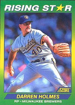 #39 Darren Holmes - Milwaukee Brewers - 1992 Score 100 Rising Stars Baseball
