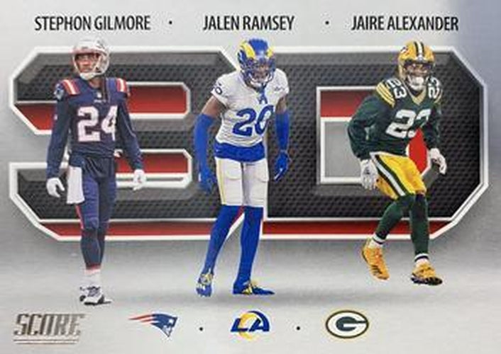 #3D6 Jaire Alexander / Jalen Ramsey / Stephon Gilmore - Green Bay Packers / Los Angeles Rams / New England Patriots - 2021 Score - 3D Football