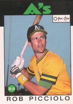 #3 Rob Picciolo - Oakland Athletics - 1986 O-Pee-Chee Baseball