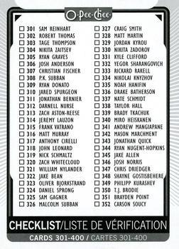 #400 Checklist: 301-400 CL - 2021-22 O-Pee-Chee Hockey