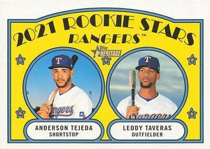 #400 Rangers 2021 Rookie Stars Anderson Tejeda / Leody Taveras - Texas Rangers - 2021 Topps Heritage Baseball