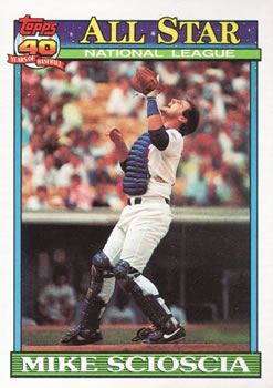 #404 Mike Scioscia - Los Angeles Dodgers - 1991 Topps Baseball