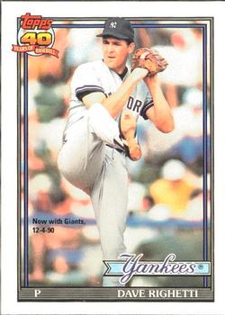 #410 Dave Righetti - New York Yankees - 1991 O-Pee-Chee Baseball