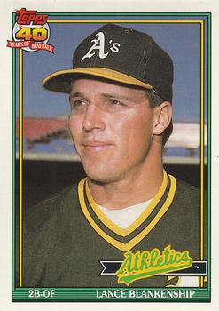 #411 Lance Blankenship - Oakland Athletics - 1991 O-Pee-Chee Baseball