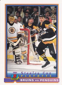 #418 Bruins vs Penguins - Boston Bruins / Pittsburgh Penguins - 1991-92 Bowman Hockey