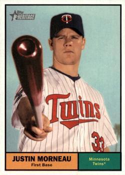 #420 Justin Morneau - Minnesota Twins - 2010 Topps Heritage Baseball