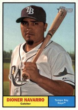 #422 Dioner Navarro - Tampa Bay Rays - 2010 Topps Heritage Baseball
