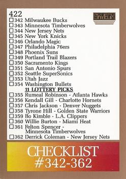 #422 Checklist: 342-382 - 1990-91 SkyBox Basketball