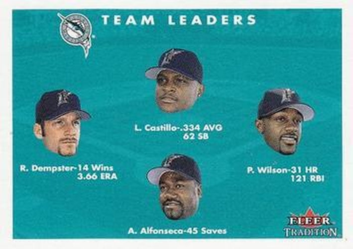 #423 Luis Castillo / Preston Wilson / Antonio Alfonseca / Ryan Dempster - Florida Marlins - 2001 Fleer Tradition Baseball