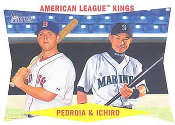 #429 American League Kings Dustin Pedroia / Ichiro Suzuki SP - Boston Red Sox / Seattle Mariners - 2009 Topps Heritage Baseball