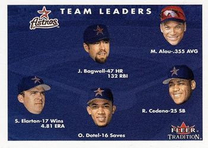 #430 Jeff Bagwell / Moises Alou / Roger Cedeno / Octavio Dotel / Scott Elarton - Houston Astros - 2001 Fleer Tradition Baseball